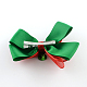クリスマスグログランちょう結びワニのヘアクリップ  鉄のクリップ付き  レッド  プラチナ  90x120mm  クリップ：56x8mm PHAR-R167-07-2