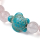 Bracelet extensible en perles de quartz rose naturel et de tortue turquoise synthétique BJEW-JB09699-02-3