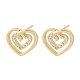 Серьги-гвоздики в форме сердца из латуни с прозрачным фианитом и прозрачным фианитом EJEW-F400-28A-G-4
