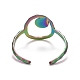 Chapado en iones de color del arco iris (ip) 304 anillos abiertos de acero inoxidable RJEW-A005-08-3