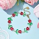 Bracelet en perles de fleur de tulipe en verre avec 304 fermoirs en acier inoxydable BJEW-JB09959-02-2