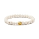 Bracelet extensible en perles rondes en pierre de lave naturelle (teinte) avec colonne d'hématite synthétique BJEW-JB07578-02-1