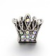 Antique Silver Plated Alloy Rhinestone Large Hole European Crown Beads CPDL-E022-04C-1
