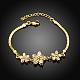 Exquisite Brass Cubic Zirconia Flower Link Bracelets for Women BJEW-BB10765-A-3