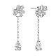 SHEGRACE 925 Sterling Silver Earrings with AAA Zirconia Water Drop Pendant and Zirconia Plated Flower JE624A-1