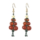 Boucles d'oreilles pendantes en cornaline naturelle et agate en perles d'arbre de Noël EJEW-TA00244-1