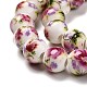 Chapelets de perles en céramique imprimées de fleurs manuelles PORC-J006-C04-3
