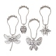 4 Stück 4 Stile Eule Schmetterling Libelle Eisen Duschvorhangringe für Badezimmer AJEW-JB01189-1