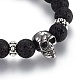 Bracelets de perles tressées en pierre de lave naturelle ajustables BJEW-JB03976-3