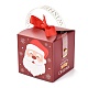 クリスマス折りたたみギフトボックス  透明な窓とリボン付き  ギフトラッピングバッグ  プレゼント用キャンディークッキー  サンタクロース  9x9x15cm CON-M007-01D-3