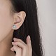 真鍮製スタンドピアス  雲  ブルー  プラチナ  10x10x1.2mm  ピン：0.7mm&nbsp;EJEW-BB61328-A-3