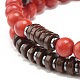 Synthetic Grass Coral & Non-magnetic Hematite Beads Energy Stretch Bracelets Set BJEW-JB07142-01-6