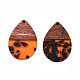 Transparent Resin & Walnut Wood Pendants RESI-N025-028-C01-1