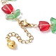 Bracelet en perles de fleur de tulipe en verre avec 304 fermoirs en acier inoxydable BJEW-JB09959-02-4