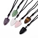 Natural Mixed Gemstone Sailor's Knot Pendant Necklace with Nylon Cord for Women NJEW-E091-02-1