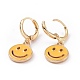 Boucles d'oreilles créoles en émail visage souriant évidé pour femme EJEW-G304-01KCG-02-2