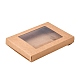 折りたたみクリエイティブクラフト紙箱  ウェディング記念品ボックス  賛成ボックス  紙ギフトボックス  クリアウィンドウ付き  長方形  キャメル  箱：12.5x8.5x1.5センチメートル CON-L018-C06-3