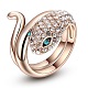 Real Rose Gold Plated Eco-Friendly Alloy Czech Rhinestone Snake Wrap Wide Band Rings RJEW-AA00310-7-RG-1