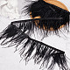 GORGECRAFT 2.2 Yards Black Ostrich Feather Trim Fringe 4-6 Inch Width Craft Plumes Feathers with Satin Ribbon Tape Ornament Accessories for DIY Dress Sewing Clothes Accessories Costumes Decoration FIND-GF0004-66A-3