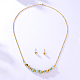 Ожерелье с подвеской и круглыми серьгами с амазонитовой крошкой и натуральными цветами RE2952-1-1