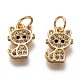 Brass Micro Pave Clear Cubic Zirconia Charms ZIRC-C020-38-4