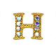Cabochon con borchie a forma di chiodo con lettere di strass in lega d'oro MRMJ-S047-023H-1