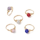 Кольца для женщин из полимерной глины ручной работы со стразами RJEW-JR00918-2