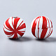 Painted Natural Wood European Beads WOOD-S057-044-3