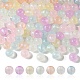 Perlas de acrílico chapadas en arco iris iridiscentes, abalorios de brillo, redondo, color mezclado, 10x9mm, agujero: 2 mm