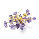 Broche de flor con cuentas de perlas y chips de piedras preciosas naturales mixtas JEWB-BR00098-6