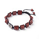 Natürliche rote Jaspis geflochtene Perlen Armbänder BJEW-I273-J06-1