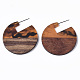 Boucles d'oreilles en résine transparente et bois de noyer EJEW-T010-01-2