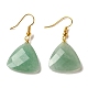 Boucles d'oreilles pendantes triangulaires à facettes avec pierres précieuses naturelles mélangées EJEW-E296-01G-2