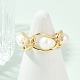 Латунные жемчуга открытые манжеты кольца для женщин KK-D301-04G-1