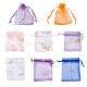 Kissitty 100Pcs 2 Style Gold Stamping Butterfly Rectangle Organza Gift Bags OP-KS0001-01-2