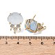 Фурнитура для сережек-гвоздиков из латуни с микропаве из кубического циркония и натуральным белым нефритом KK-Z096-05G-06-3