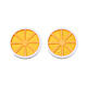 樹脂チャーム  グリッターパウダー付き  レモン  オレンジ  34~35x3~4mm  穴：2mm X-RESI-R337-1-2