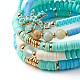 Ensembles de bracelets extensibles de perles heishi en pierre ronde et en argile polymère BJEW-JB07436-9