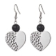 304 boucles d'oreilles pendantes à géométrie en acier inoxydable avec perles rondes en pierre de lave naturelle EJEW-JE05610-4