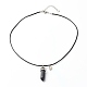 Natural Howlite & Black Obsidian Double Terminated Pointed Pendants Necklaces Set for Couples Best Friends NJEW-JN03674-3