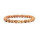 Bracelet extensible perles rondes bois naturel BJEW-JB07129-2