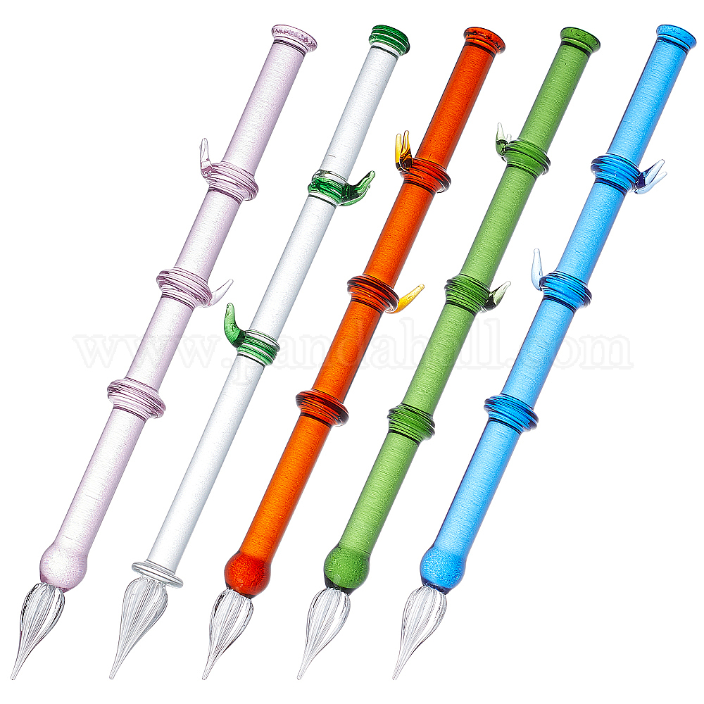 Shop CRASPIRE Bamboo Glass Dip Pen Set 5pcs 5 Colors Handmade Crystal
