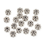 Perles d'alliage de style tibétain perles d'espacement de marguerite, sans cadmium et sans plomb, billes granulées, argent antique, 6x2mm, Trou: 1.5mm, environ 4000 pcs/1000 g