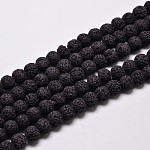 Brins de perles rondes en pierre de lave naturelle, teinte, noir, 8mm, Trou: 1mm, Environ 50 pcs/chapelet, 15.7 pouce