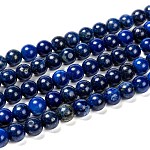 Natural Lapis Lazuli Beads Strands, Dyed, Round, Blue, 8mm, Hole: 1mm, about 22~24pcs/strand, 7.6 inch