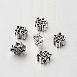 Tibetan Style Alloy Chinese Endless Knot Beads, Chinoiserie Jewelry Findings, Antique Silver, 9x11x5mm, Hole: 2.5mm