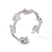 201 открытое кольцо-манжета из нержавеющей стали с листовыми ветвями для женщин RJEW-C045-08P