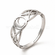 304 Stainless Steel Crescent Moon Adjustable Ring for Women RJEW-B027-03P