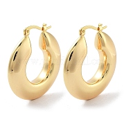 Brass Plain Hoop Earrings EJEW-H301-04G-04