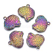 合金ペンダント  カドミウムフリー＆鉛フリー  脳の形  虹色  22.5x21.5x2mm  穴：2mm PALLOY-N156-020-RS